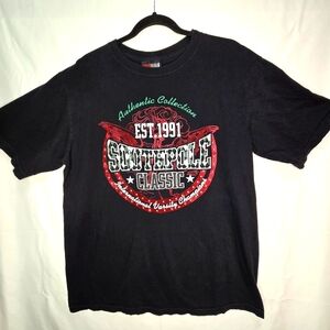 Southpole Authentic Collection Classic Black Graphic T- Shirt With Felt Texture